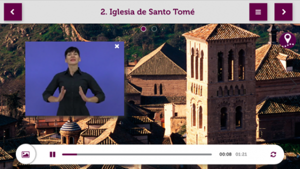 Pantalla con vídeo en Lengua de Signos en la app Áppside Toledo